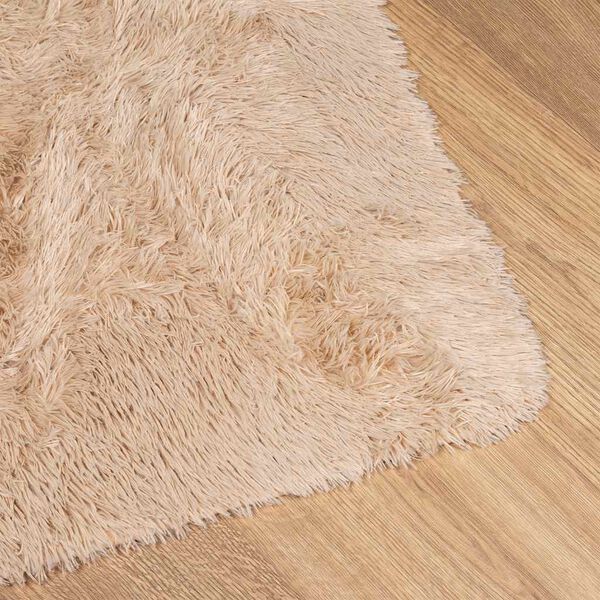 vidaXL Covor shaggy cu pom &icirc;nalt, NAVARRA, bej, 120x120 cm, poliester