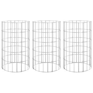 vidaXL Strat &icirc;nălțat gabion 3 buc. &Oslash;30x50 cm oțel galvanizat circular