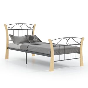 vidaXL Cadru de pat, negru, 90x200 cm, metal
