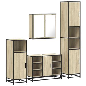 vidaXL Set de mobilier de baie din 4 piese din lemn de stejar Sonoma