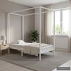 vidaXL Cadru pat cu baldachin, alb, 100 x 200 cm, lemn masiv de pin