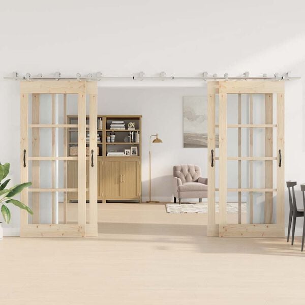 vidaXL Set piese pentru ușă glisantă, argintiu, 400 cm oțel inoxidabil