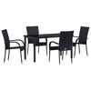 vidaXL Set de masă pentru grădină 5 buc. Negru