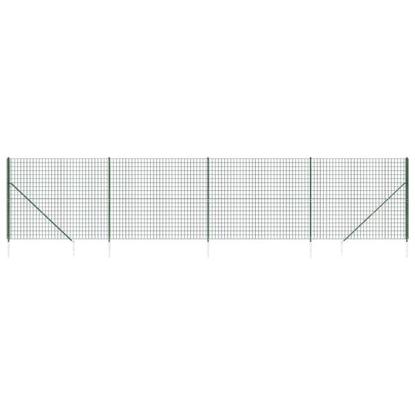 vidaXL Gard plasă de s&acirc;rmă cu țăruși de fixare, verde, 2,2x10 m