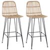 vidaXL Scaun de bar 2 buc. natural 44 x 55 x 109 cm Rattan și oțel