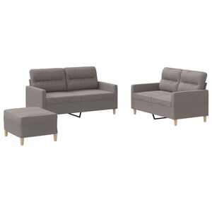 vidaXL Set de canapea cu perne, 3 piese, gri taupe, material textil