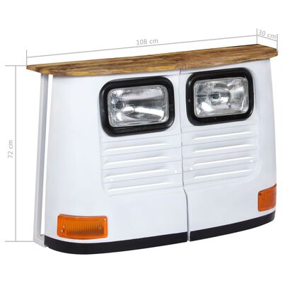 vidaXL Servantă camion, alb, lemn masiv de mango