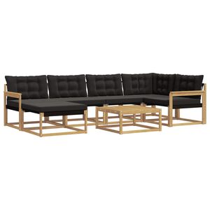 vidaXL Set de canapele de exterior 7 buc. Alb și negru