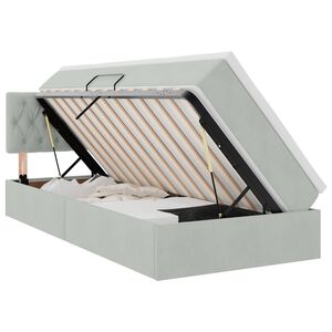 vidaXL Pat cu storage cu headboard Gri deschis 90 x 190 cm Catifea