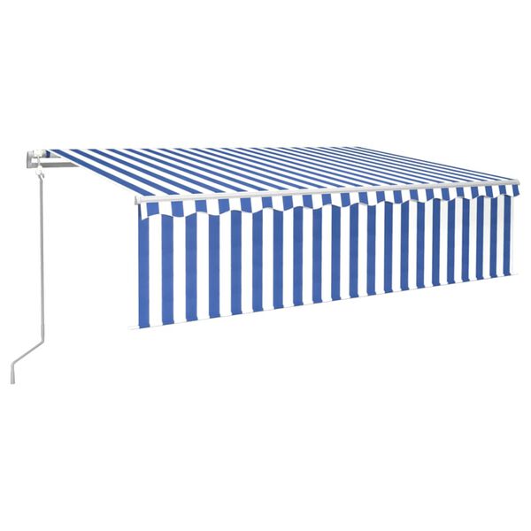 vidaXL Copertină retractabilă automat cu stor, albastru&alb, 6x3 m