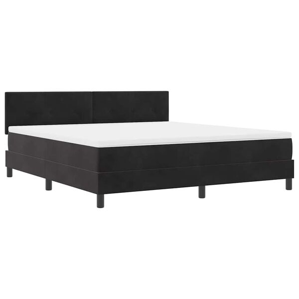 vidaXL Pat cu arcuri cu saltea cu headboard Negru 180 x 200 cm Catifea