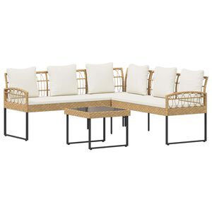 vidaXL Set de canapele pentru grădină 2 buc. natural Poli Rattan Oțel