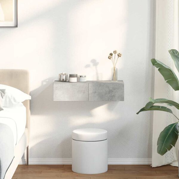 vidaXL Raft de perete cu sertare Gri beton 60x26,5x15cm Lemn prelucrat