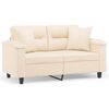 vidaXL Canapea cu 2 locuri, cu perne, bej, 120 cm, microfibră