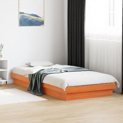 vidaXL Cadru de pat cu LED, maro ceruit, 90x190 cm, lemn masiv de pin