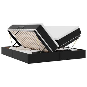 vidaXL Pat cu saltea și spațiu de depozitare Negru 200 x 200 cm