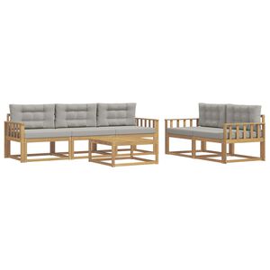 vidaXL Set de canapele de exterior 6 buc. Alb și gri deschis