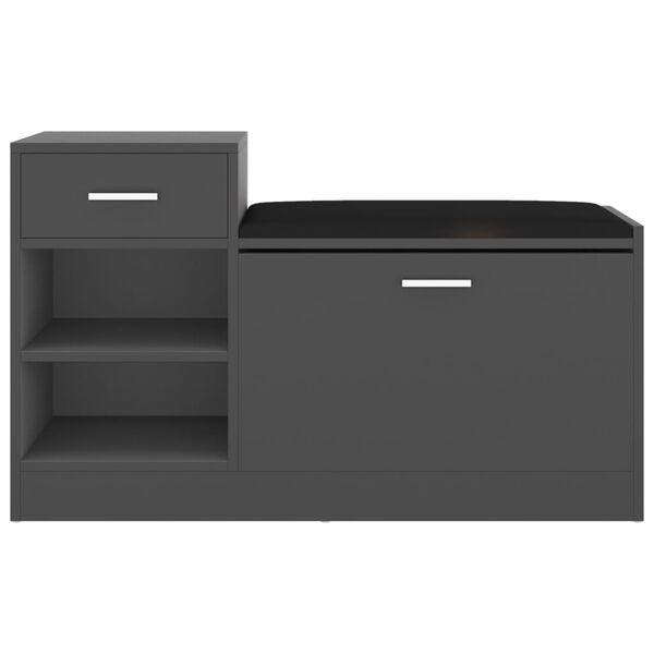 vidaXL Banchetă pantofar, gri, 94,5x31x57 cm, lemn prelucrat