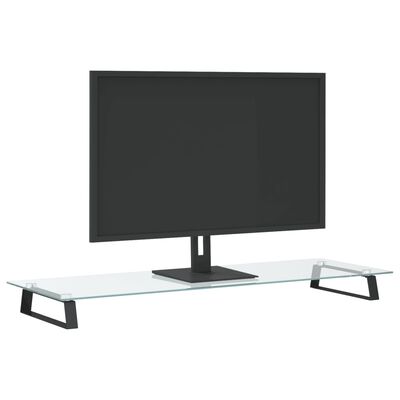 vidaXL Suport de monitor, negru, 100x35x8 cm, sticlă securizată/ metal
