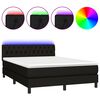 vidaXL Pat cu arcuri, saltea și LED, negru, 140x190 cm, textil
