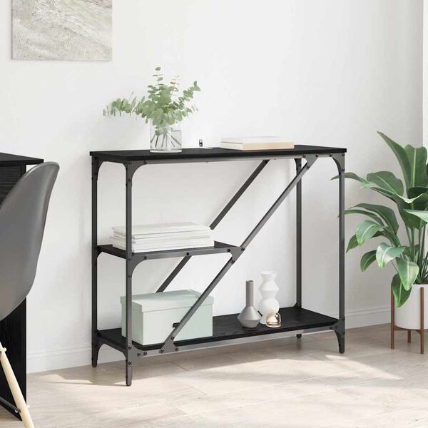 vidaXL Masă de consolă Stejar Negru 88,5 x 30 x 75 cm Lemn compozit