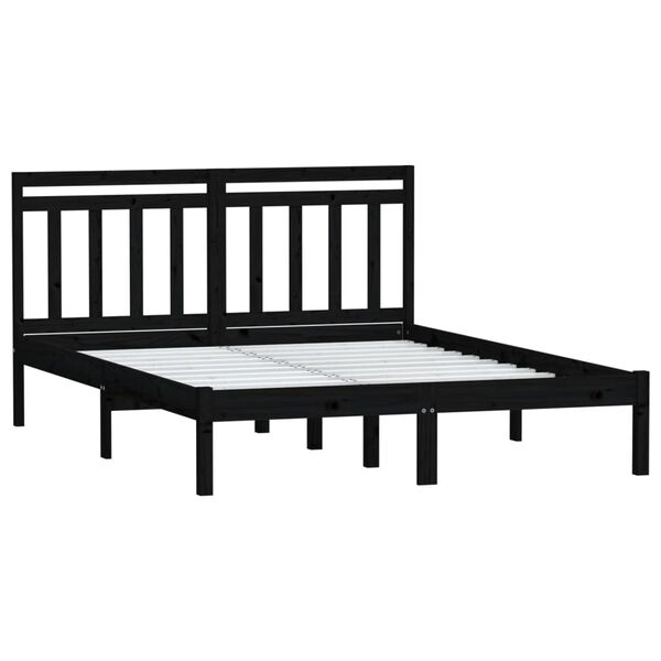 vidaXL Cadru pat, negru, 140x190 cm, lemn masiv de pin