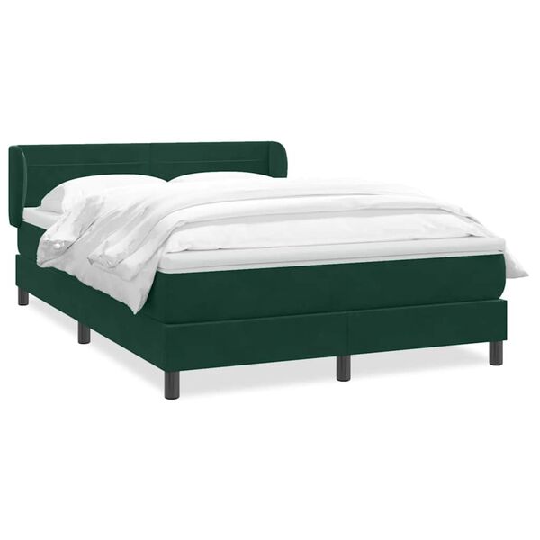 vidaXL Pat box spring cu saltea, verde &icirc;nchis, 160x220 cm, catifea