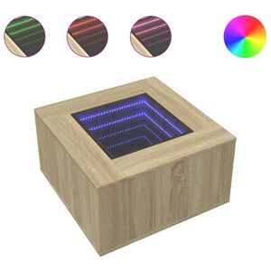 vidaXL Măsuță cafea cu LED, stejar Sonoma, 60x60x40 cm, lemn prelucrat