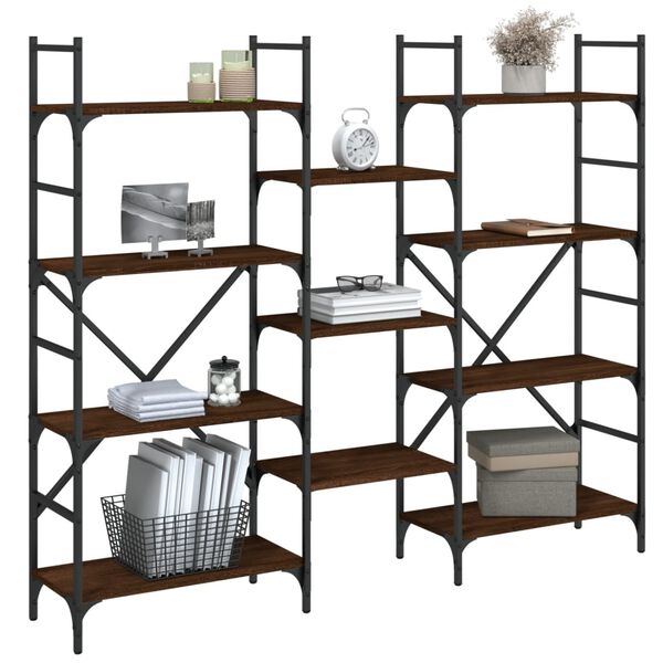 vidaXL Bibliotecă, stejar maro, 160x28,5x136,5 cm, lemn prelucrat