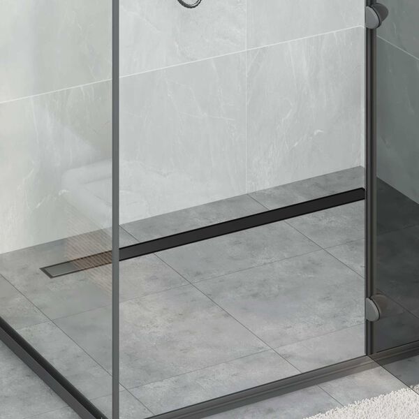 vidaXL Scurgere de duș 2 &icirc;n 1 cu sifon 360&deg; Negru 100 cm