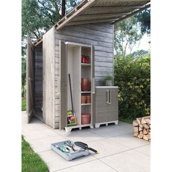Keter Dulap depozitare grădină mic Wood Grain, crem & gri taupe, 97 cm