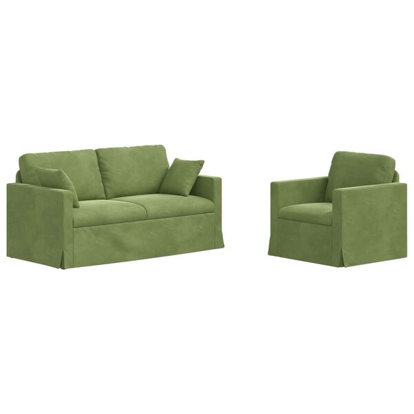 vidaXL Canapea 2 pcs Verde deschis