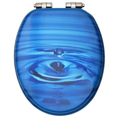 vidaXL Capac WC închidere silențioasă, albastru, MDF, picătură de apă