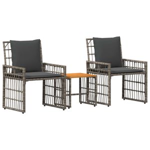 vidaXL Set de Mobilier pentru Exterior 3 buc. Negru și Gri &icirc;nchis