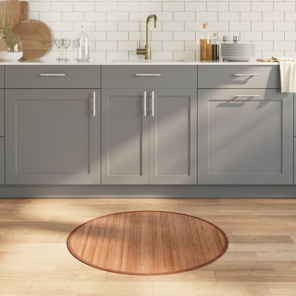 vidaXL Covor rotund, negru, 80 cm, bambus