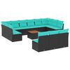 vidaXL Set mobilier de grădină cu perne, 14 piese, negru, poliratan