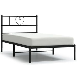 vidaXL Cadru de pat metalic cu tăblie, negru, 75x190 cm