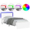 vidaXL Cadru de pat cu tăblie și lumini LED, alb, 75x190 cm