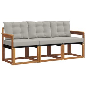 vidaXL Set de canapele de exterior 3 pcs Gri natural și deschis