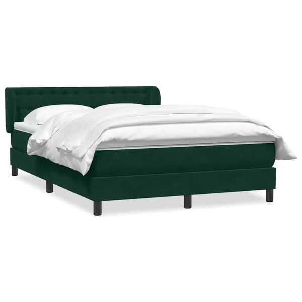 vidaXL Pat box spring cu saltea, verde &icirc;nchis, 160x220 cm, catifea