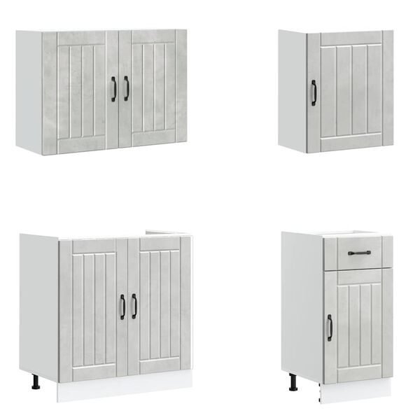 vidaXL Set dulapuri de bucătărie 7 piese &bdquo;Lucca&rdquo; gri beton Lemn