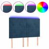 vidaXL Tăblie de pat cu LED, albastru &icirc;nchis, 144x5x118/128cm, catifea