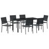 vidaXL Set de masă pentru grădină 7 buc. Negru Ratan PE