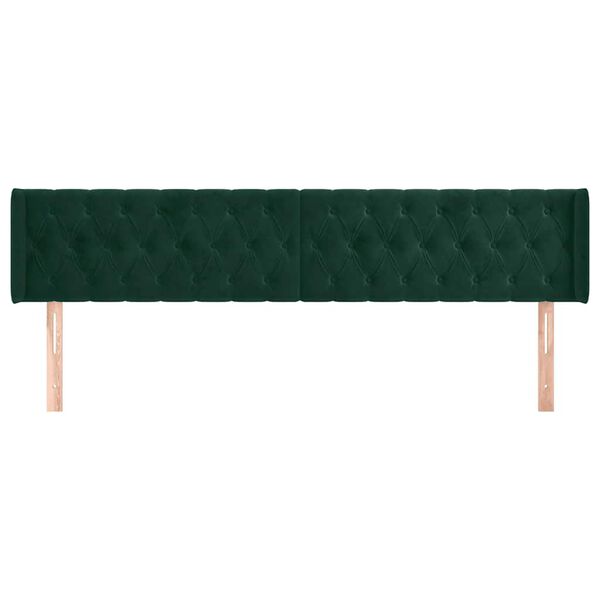 vidaXL Tăblie de pat cu aripioare verde &icirc;nchis 203x16x78/88 cm catifea