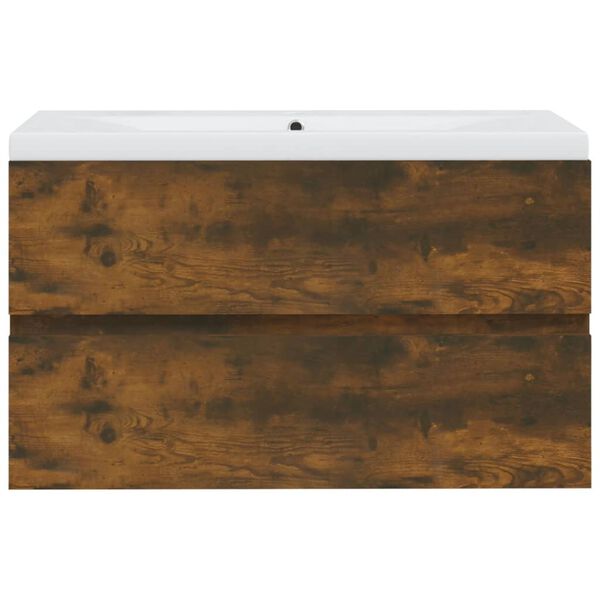 vidaXL Dulap chiuvetă bazin &icirc;ncorporat stejar fumuriu lemn prelucrat