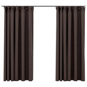 vidaXL Draperii opace aspect in, c&acirc;rlige, 2 buc. gri taupe, 140x175 cm