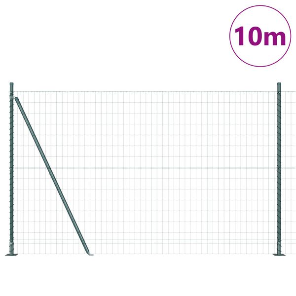 vidaXL Gard cu Stâlp Verde 1,5 x 10 m Oțel și PVC
