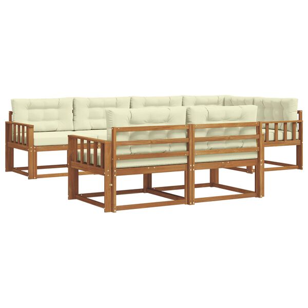 vidaXL Set de canapele de exterior cu pernă 7 pcs Natural și Crem