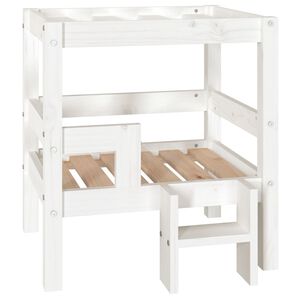vidaXL Pat pentru c&acirc;ini, alb, 55,5x53,5x60 cm, lemn masiv de pin