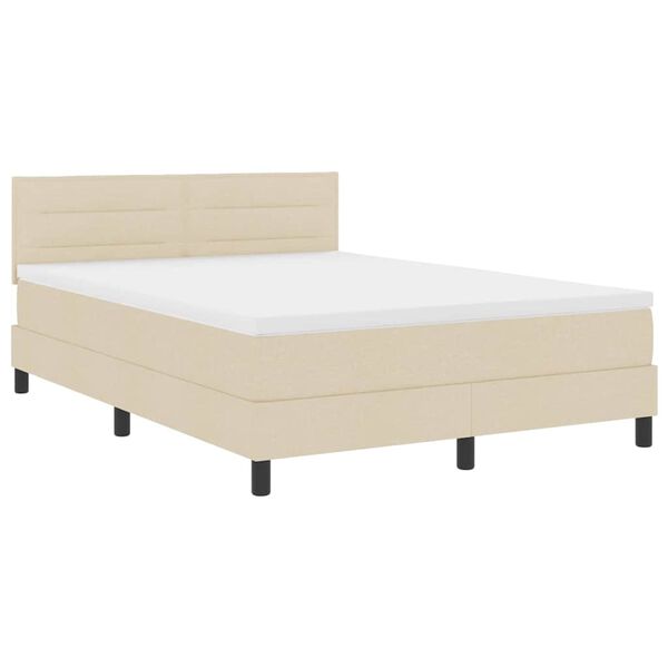 vidaXL Pat cu arcuri cu headboard Manual Crem 140 x 200 cm țesătură